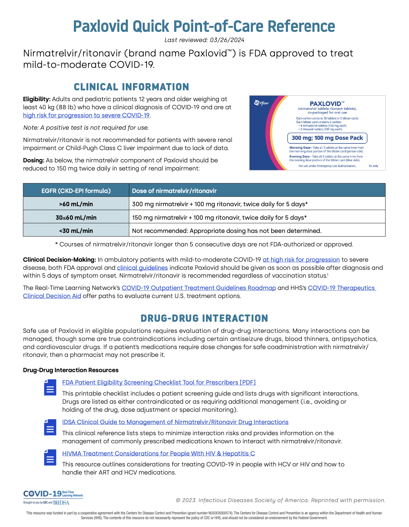 Paxlovid Quick Reference